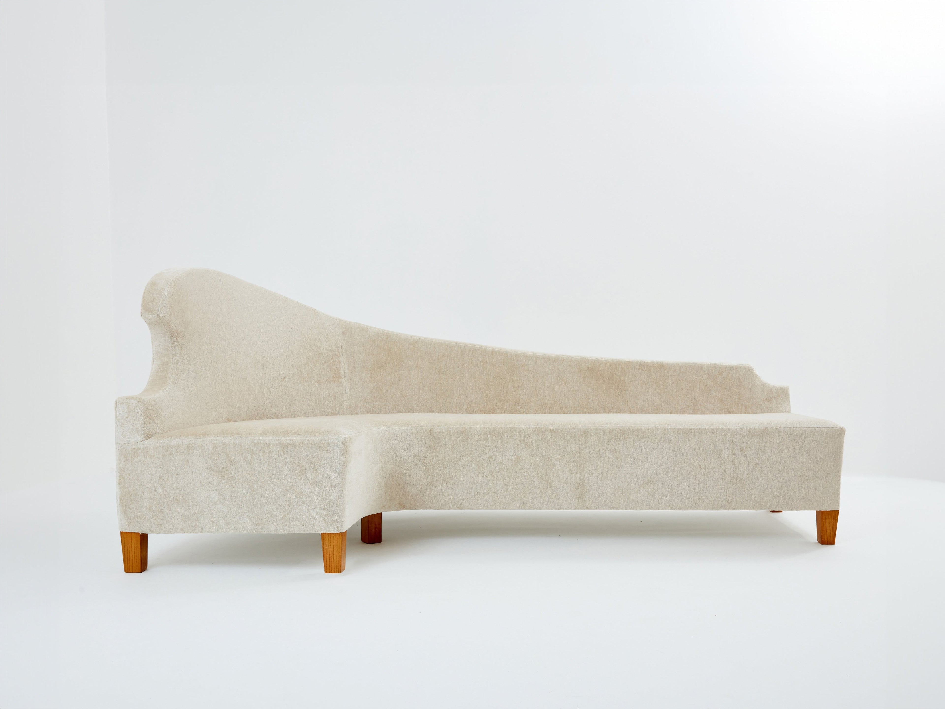 Cesare Lacca three seater curved sofa linen velvet 1950s