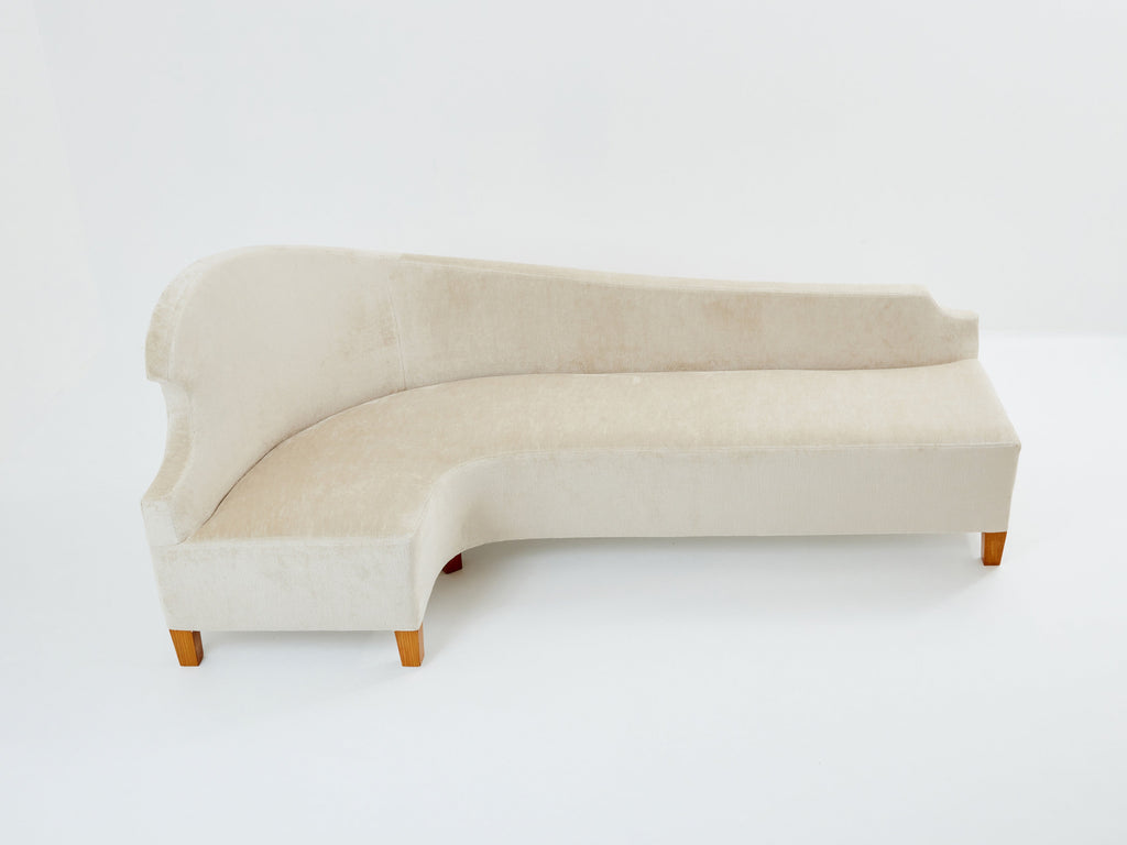 Cesare Lacca three seater curved sofa linen velvet 1950s
