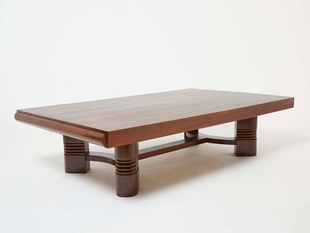 Charles Dudouyt large Modernist walnut coffee table 1940