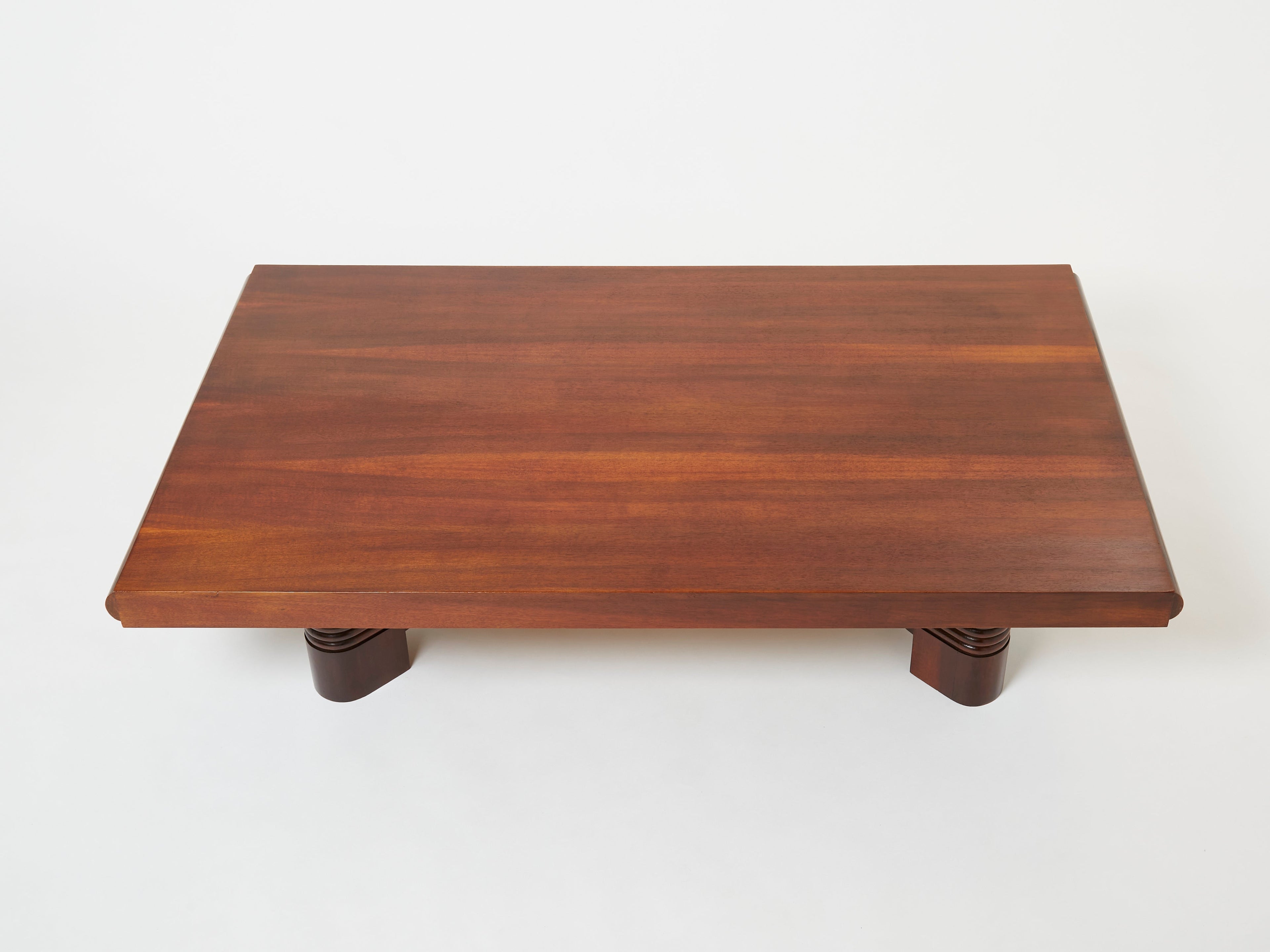 Charles Dudouyt large Modernist walnut coffee table 1940