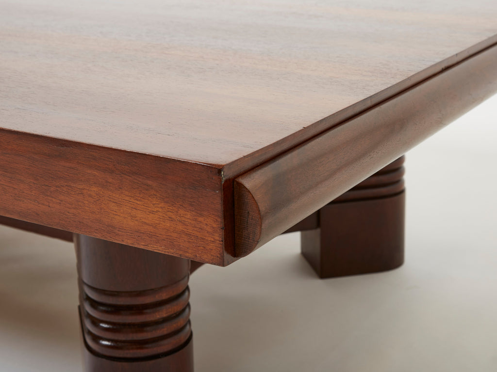 Charles Dudouyt large Modernist walnut coffee table 1940