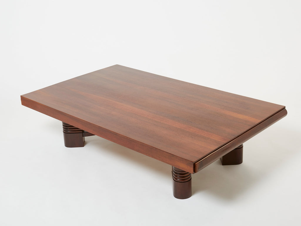 Charles Dudouyt large Modernist walnut coffee table 1940