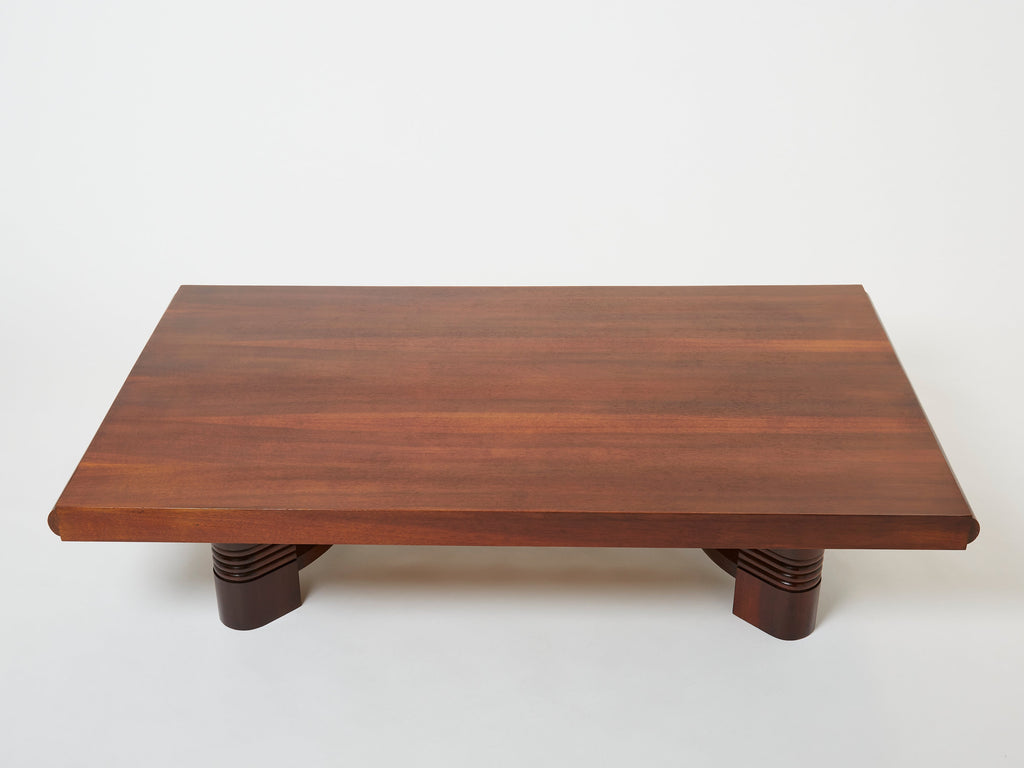 Charles Dudouyt large Modernist walnut coffee table 1940