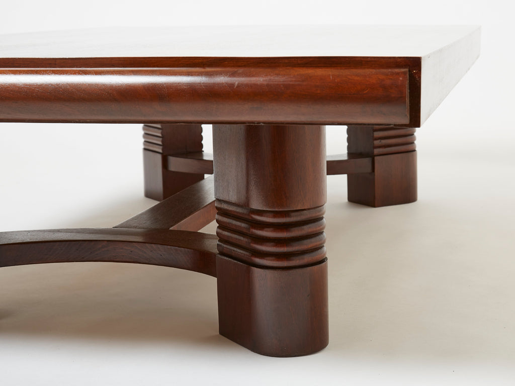 Charles Dudouyt large Modernist walnut coffee table 1940