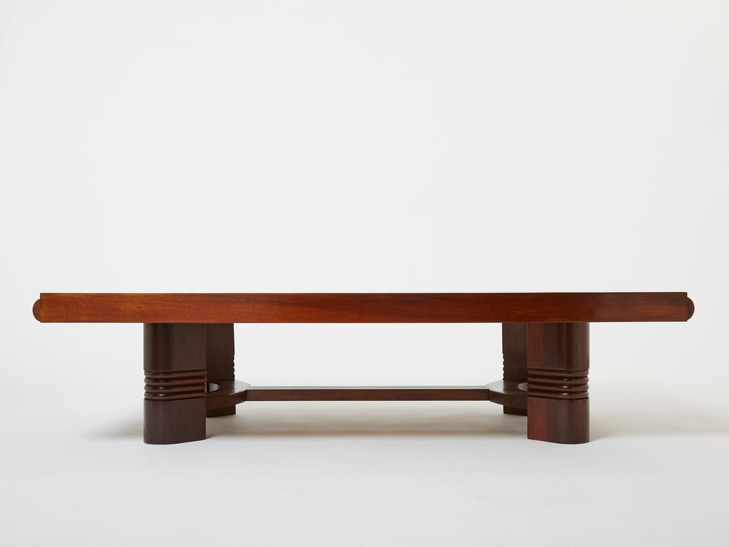 Charles Dudouyt large Modernist walnut coffee table 1940
