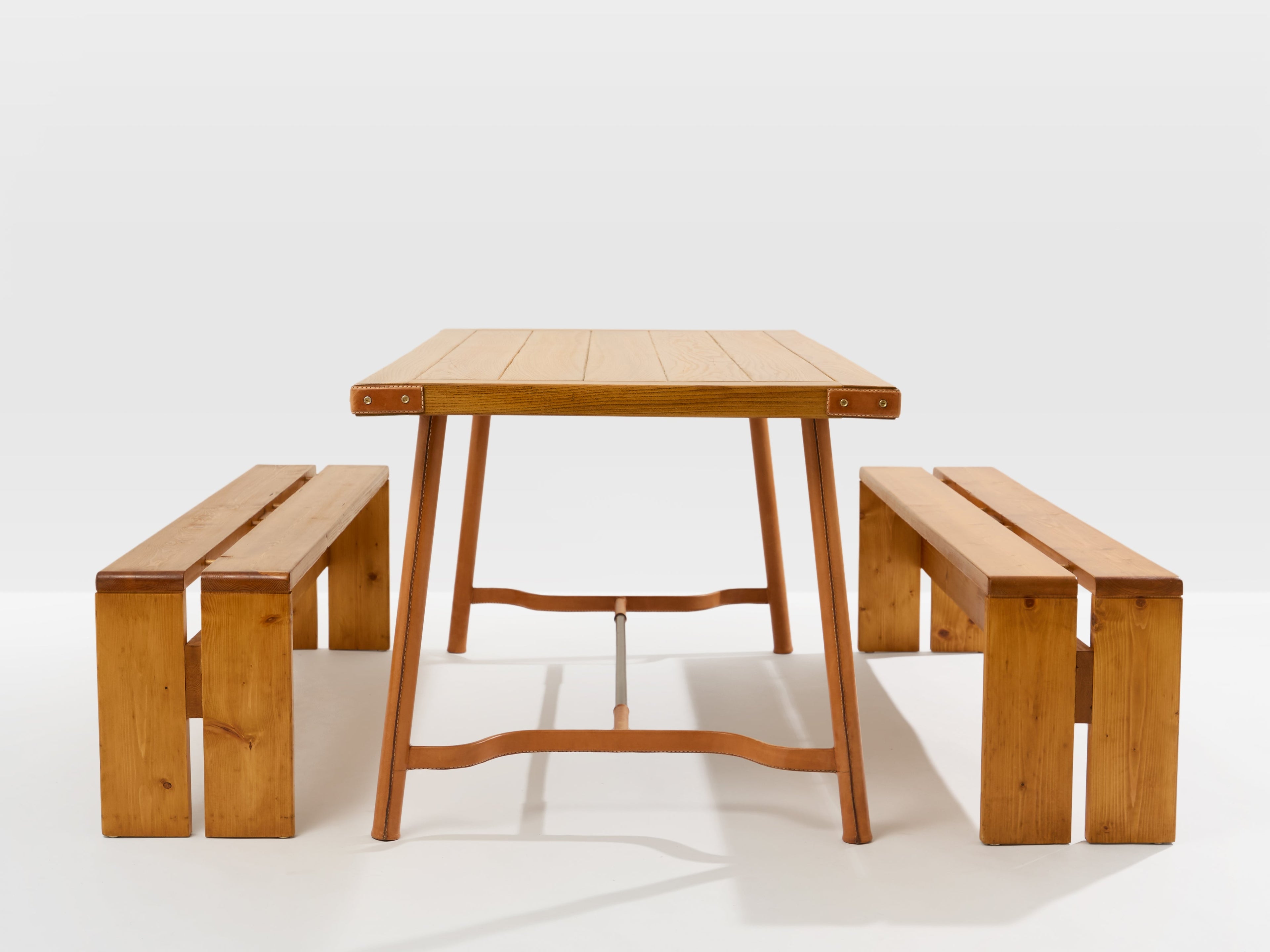 Charlotte Perriand pine benches Les Arcs 1970s