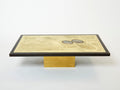 Christian Krekels signed Belgian Etched brass Agate Coffee Table 1979