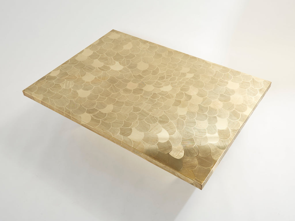 Christian Krekels signed Belgian Etched brass Coffee Table 1970