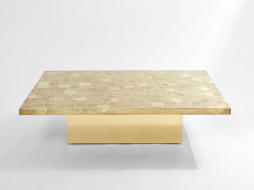 Christian Krekels signed Belgian Etched brass Coffee Table 1970
