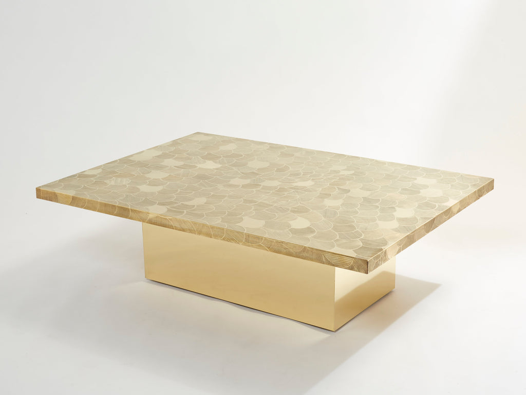 Christian Krekels signed Belgian Etched brass Coffee Table 1970
