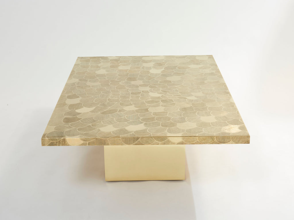 Christian Krekels signed Belgian Etched brass Coffee Table 1970