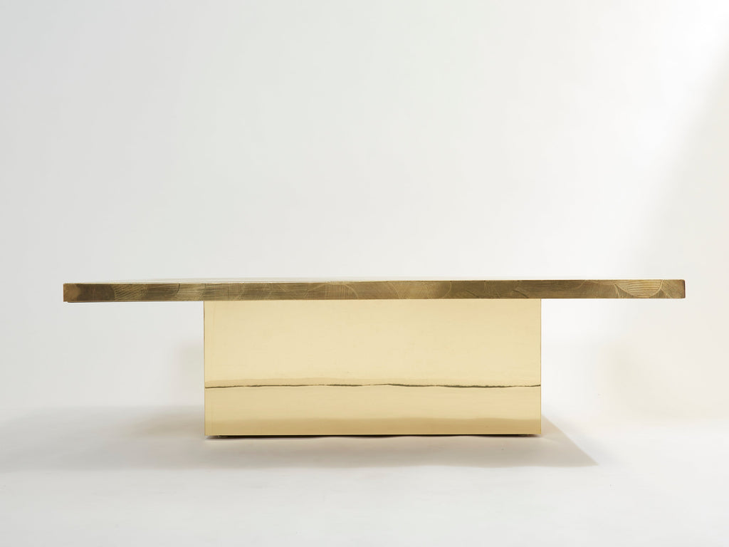 Christian Krekels signed Belgian Etched brass Coffee Table 1970