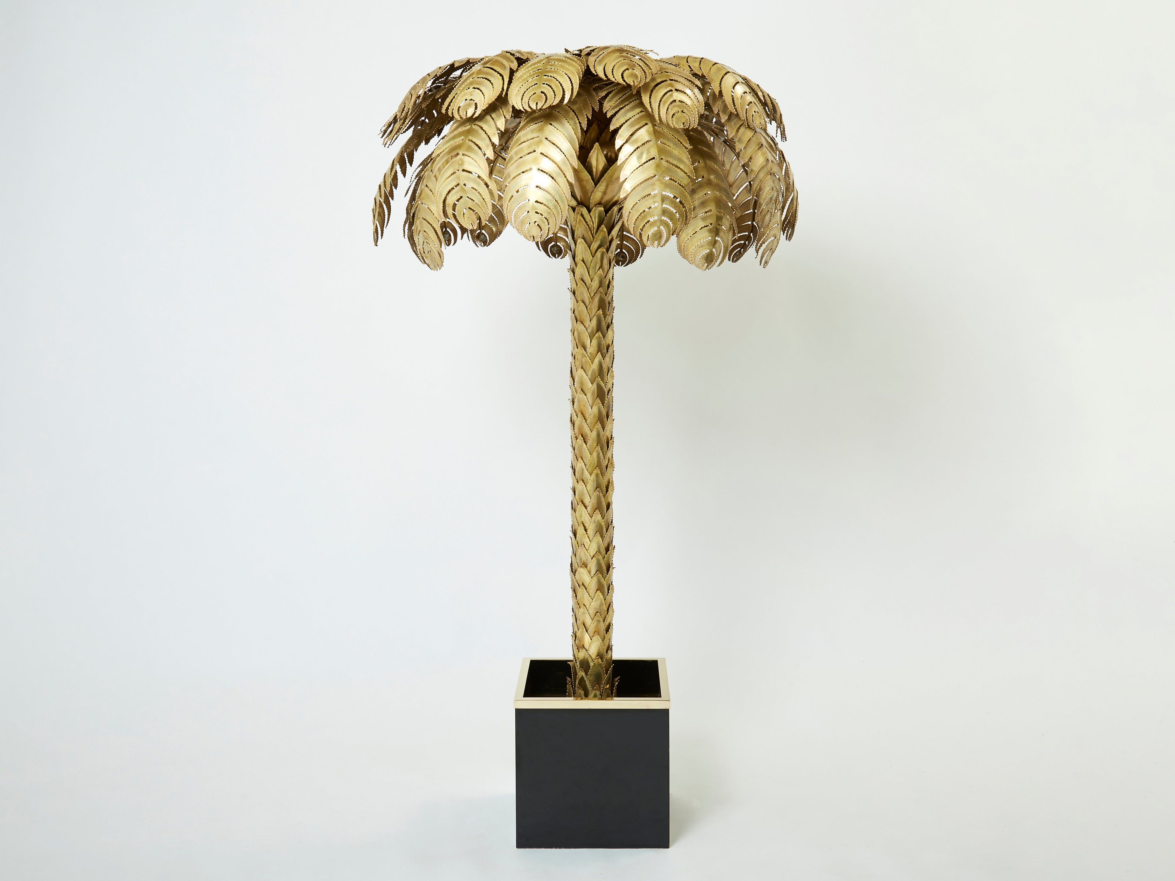 Christian Techoueyres for Maison Jansen brass palm tree floor lamp 1970s