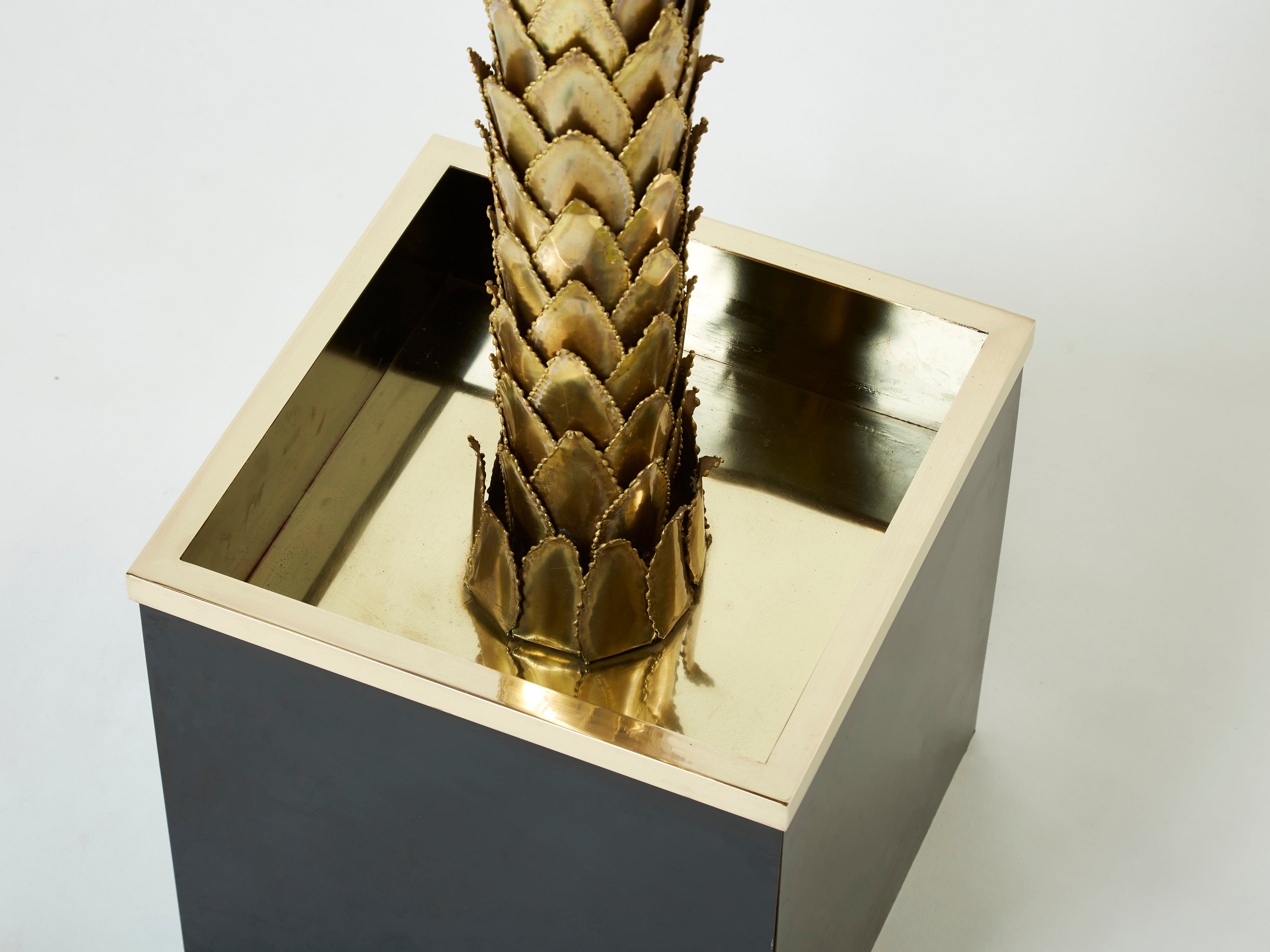 Christian Techoueyres for Maison Jansen brass palm tree floor lamp 1970s