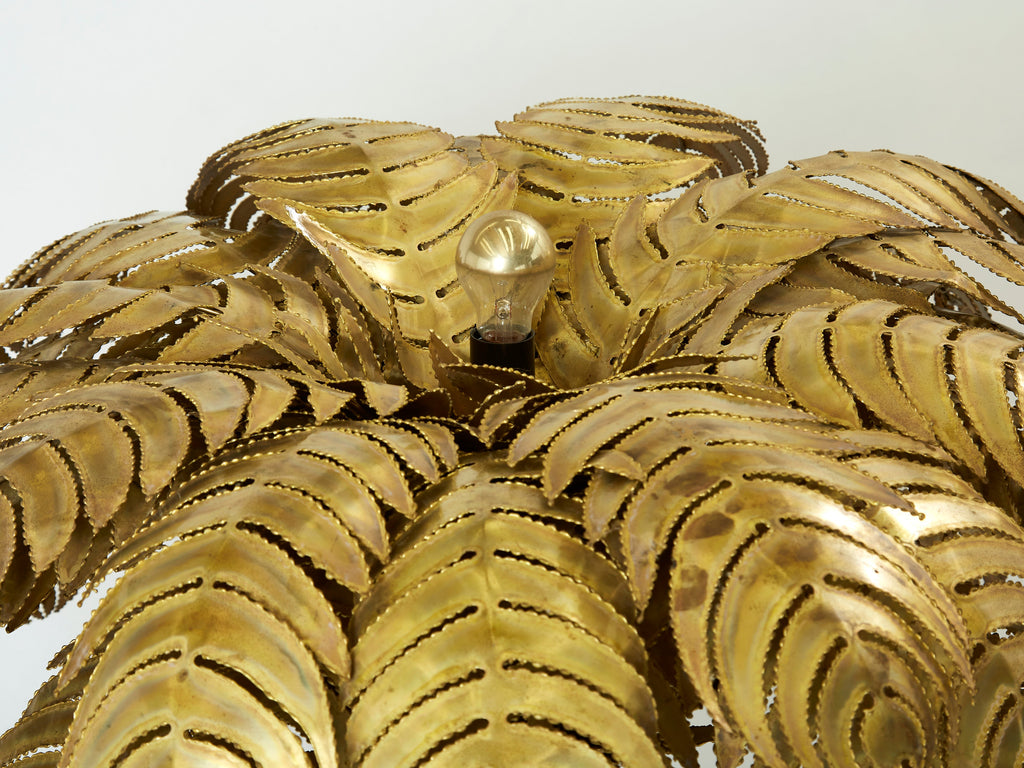 Christian Techoueyres for Maison Jansen brass palm tree floor lamp 1970s
