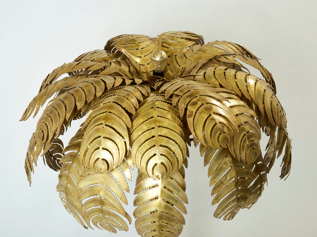 Christian Techoueyres for Maison Jansen brass palm tree floor lamp 1970s