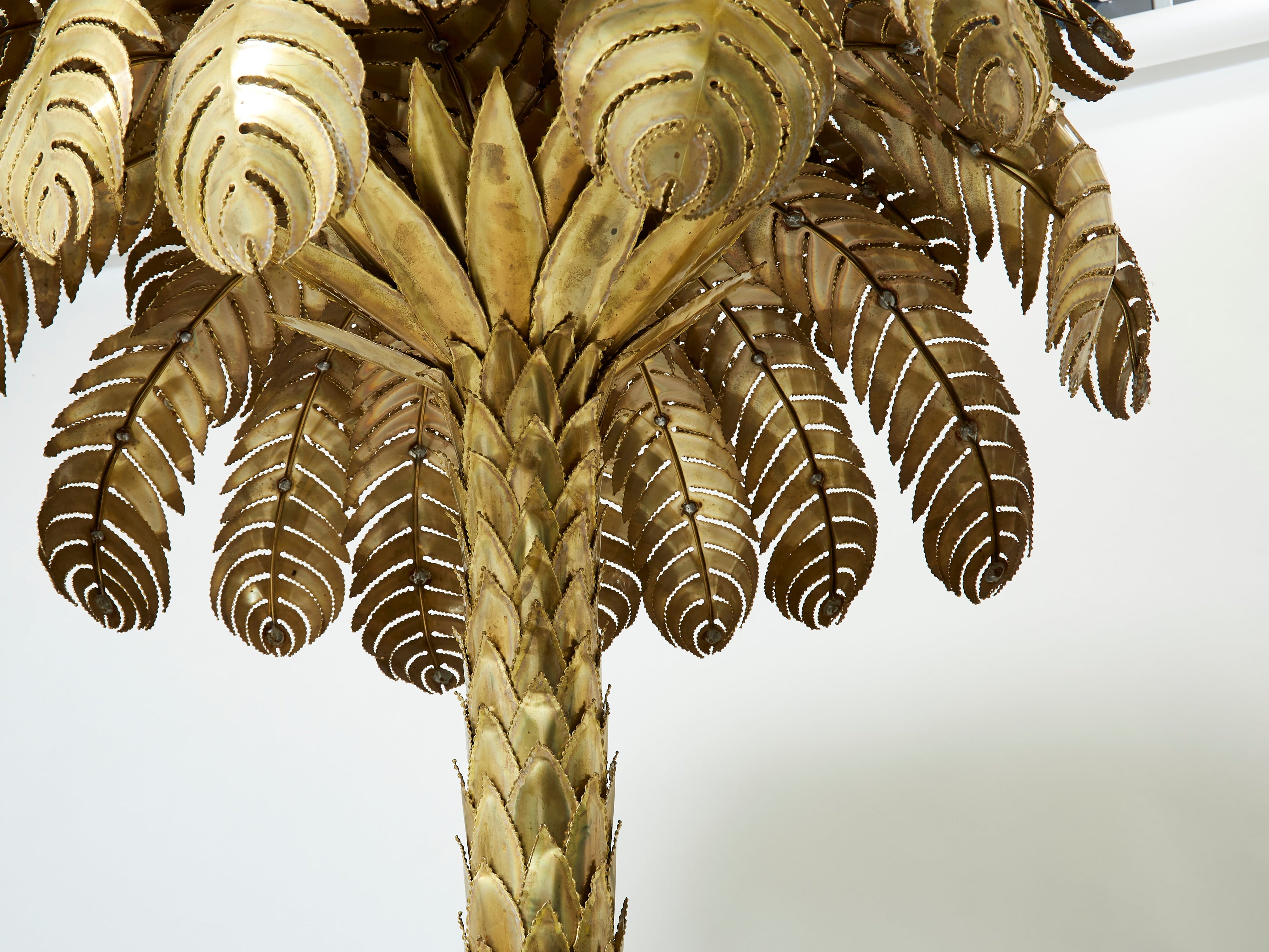 Christian Techoueyres for Maison Jansen brass palm tree floor lamp 1970s