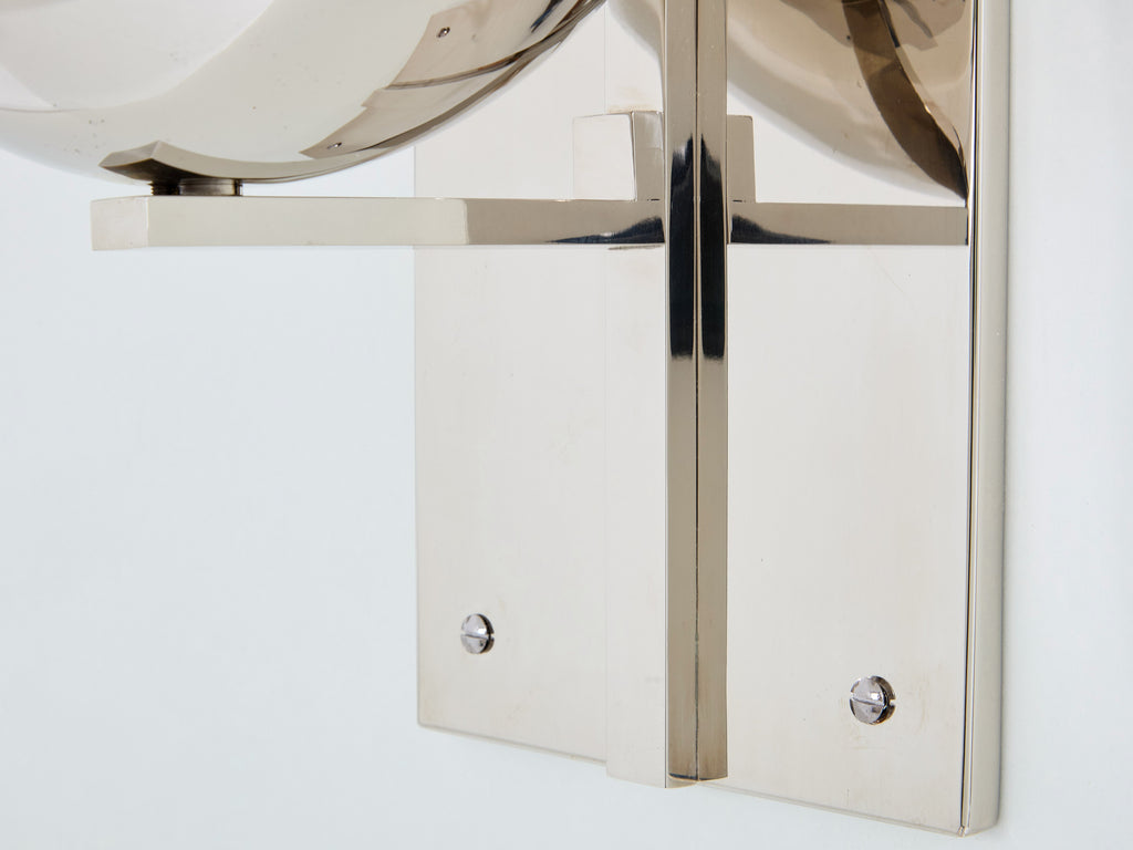 Claude Parent modernist nickel steel wall lights 1992