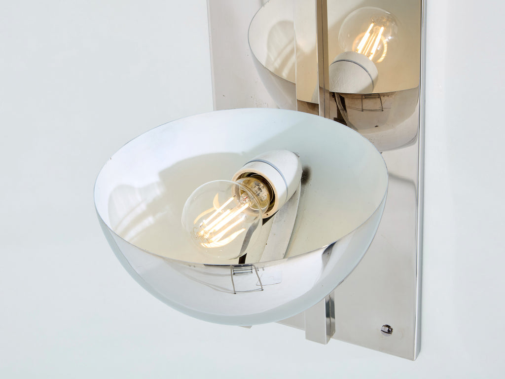 Claude Parent modernist nickel steel wall lights 1992