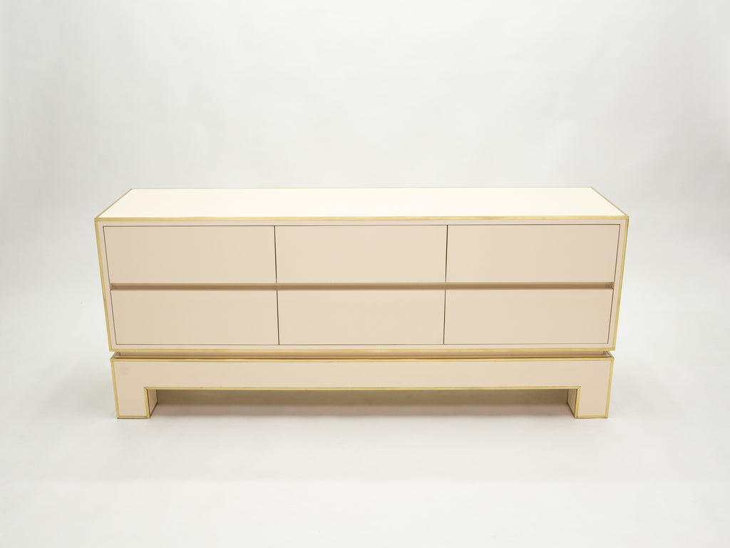 Sideboard commode brass white lacquer by Alain Delon for Maison Jansen 1975