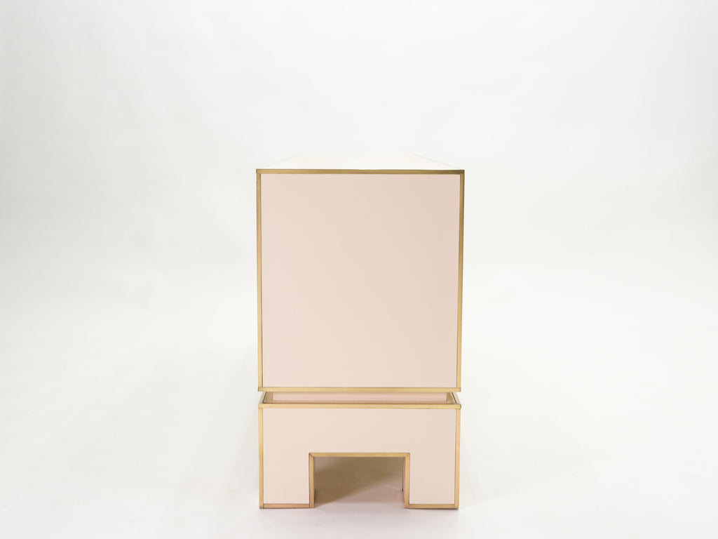 Sideboard commode brass white lacquer by Alain Delon for Maison Jansen 1975