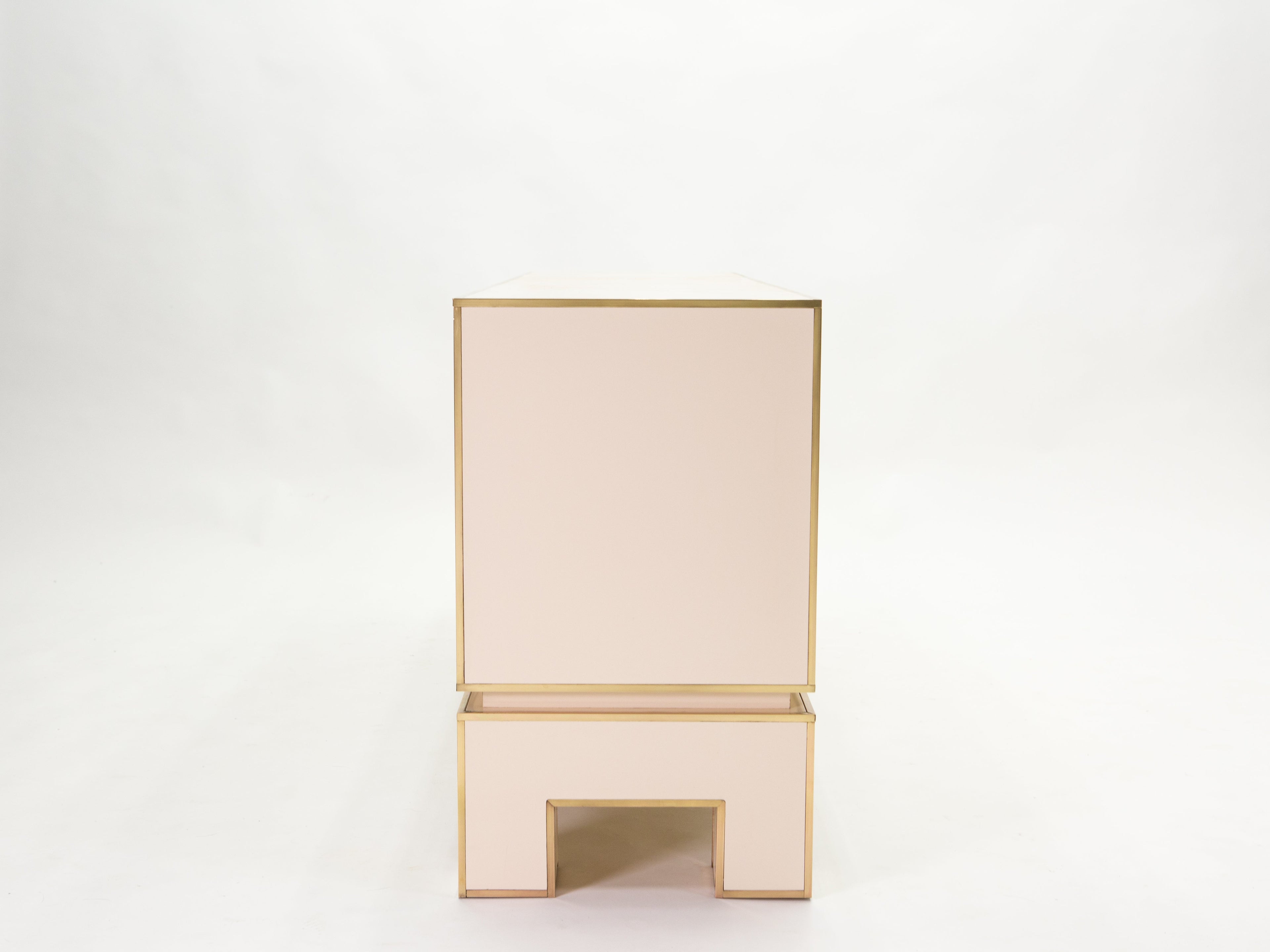 Sideboard commode brass white lacquer by Alain Delon for Maison Jansen 1975