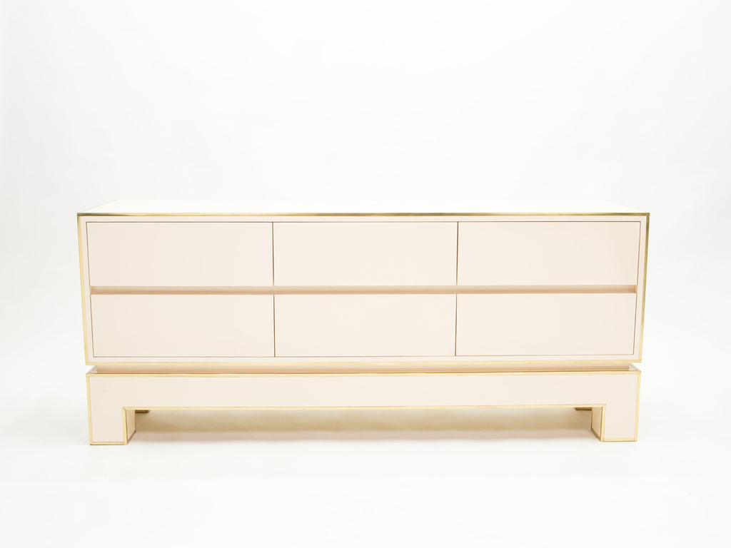 Sideboard commode brass white lacquer by Alain Delon for Maison Jansen 1975