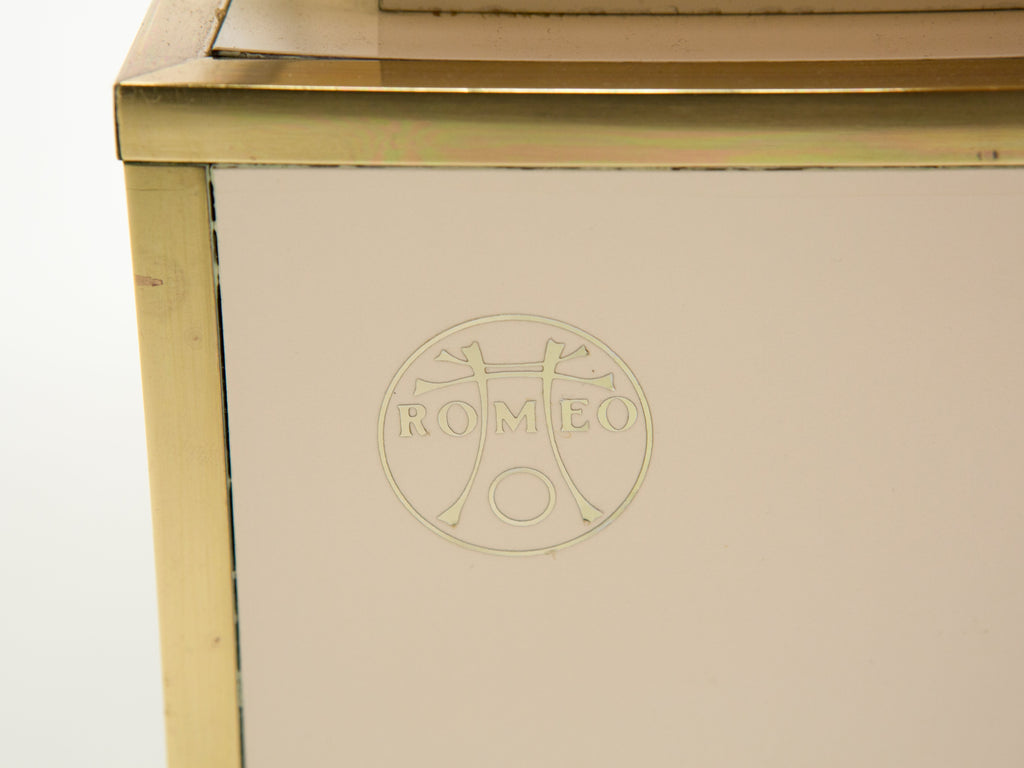 Sideboard commode brass white lacquer by Alain Delon for Maison Jansen 1975