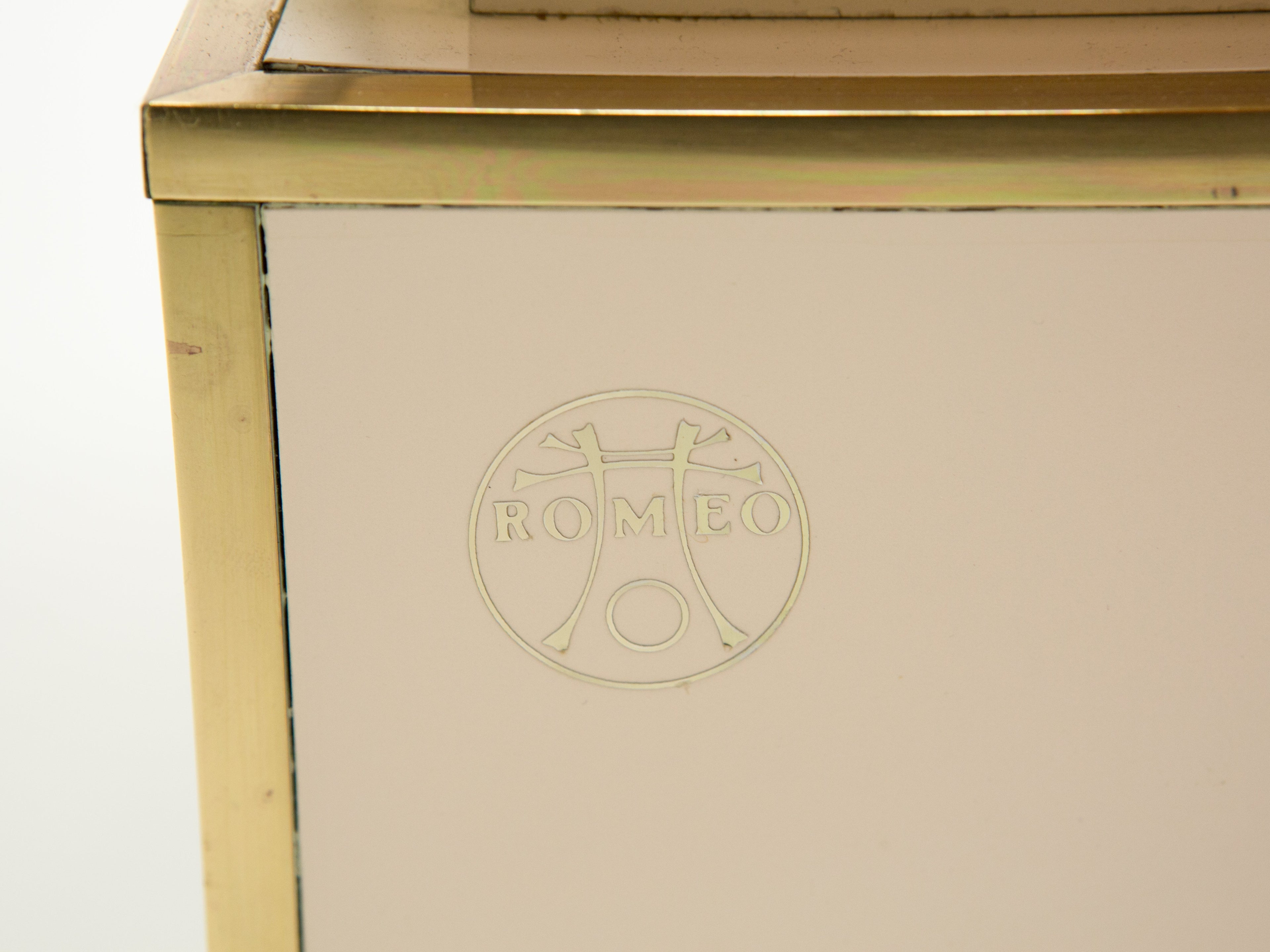 Sideboard commode brass white lacquer by Alain Delon for Maison Jansen 1975