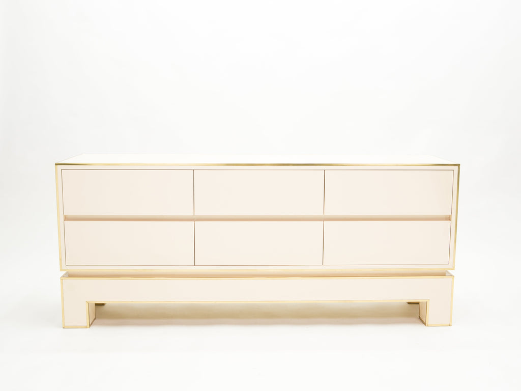 Sideboard commode brass white lacquer by Alain Delon for Maison Jansen 1975
