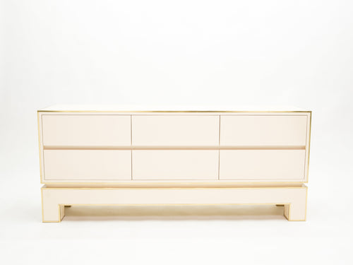 Sideboard commode brass white lacquer by Alain Delon for Maison Jansen 1975
