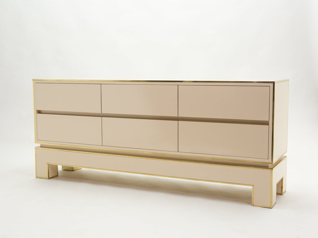 Sideboard commode brass white lacquer by Alain Delon for Maison Jansen 1975