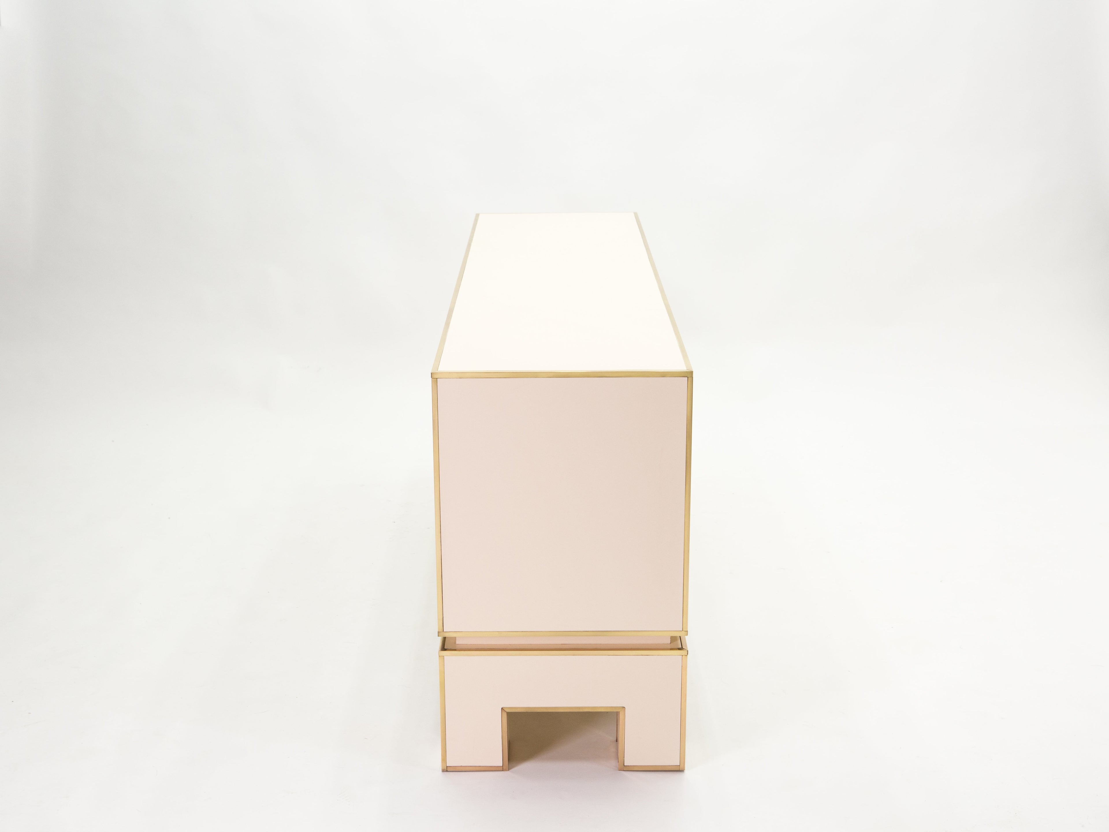 Sideboard commode brass white lacquer by Alain Delon for Maison Jansen 1975