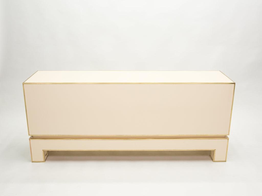 Sideboard commode brass white lacquer by Alain Delon for Maison Jansen 1975
