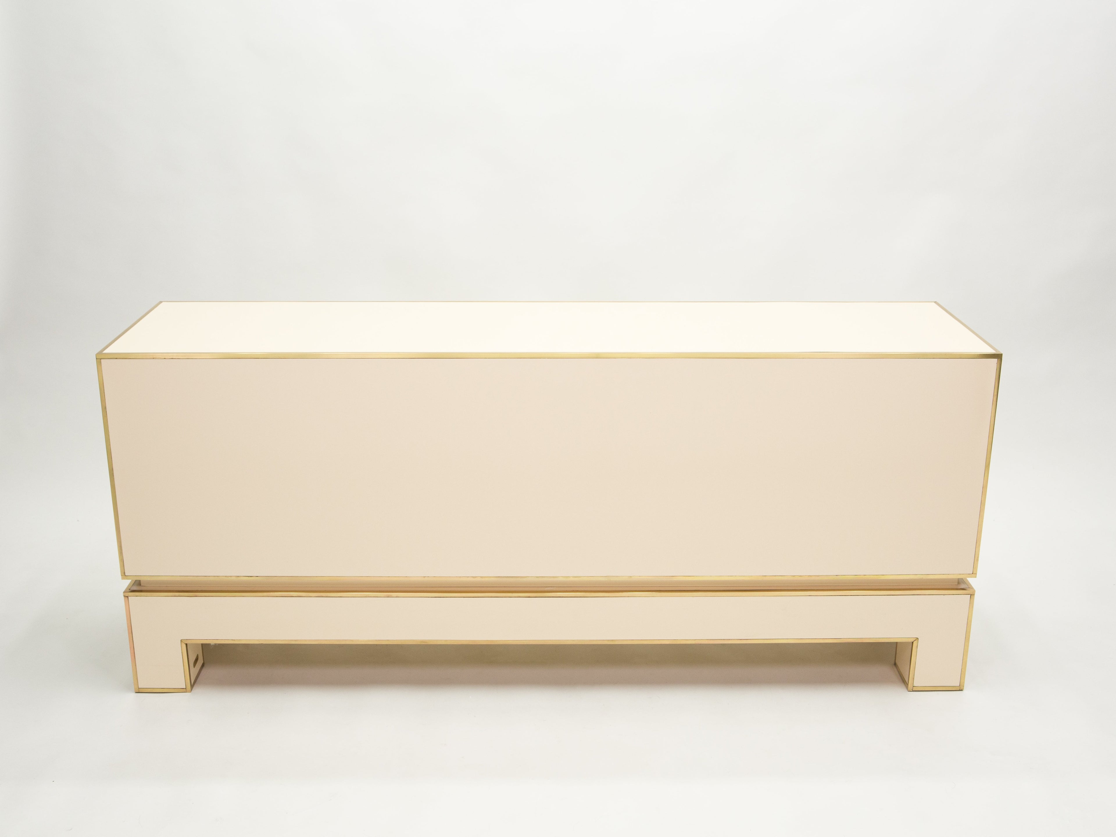 Sideboard commode brass white lacquer by Alain Delon for Maison Jansen 1975