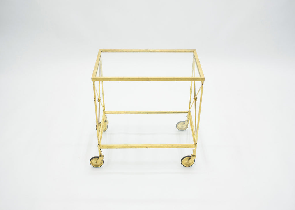 French neoclassical Maison Jansen gilded iron bar cart 1960s
