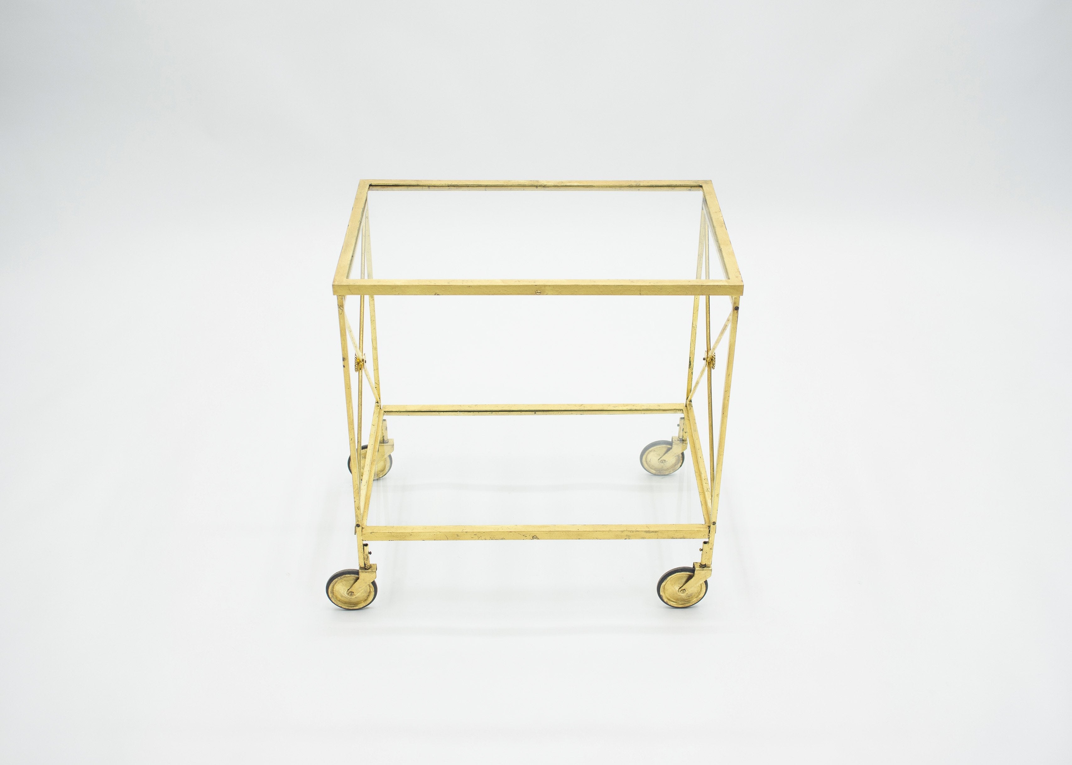 French neoclassical Maison Jansen gilded iron bar cart 1960s