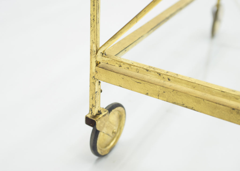 French neoclassical Maison Jansen gilded iron bar cart 1960s