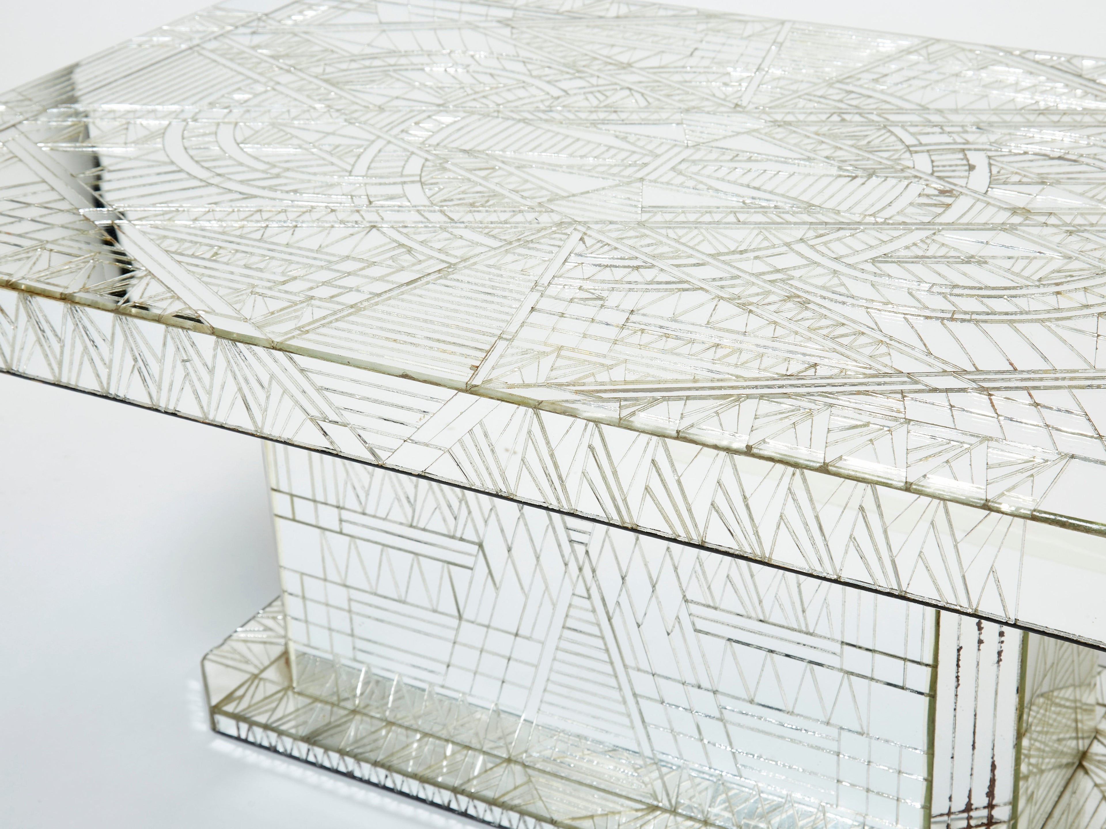 Mirror mosaic coffee table by Daniel Clement 1970s