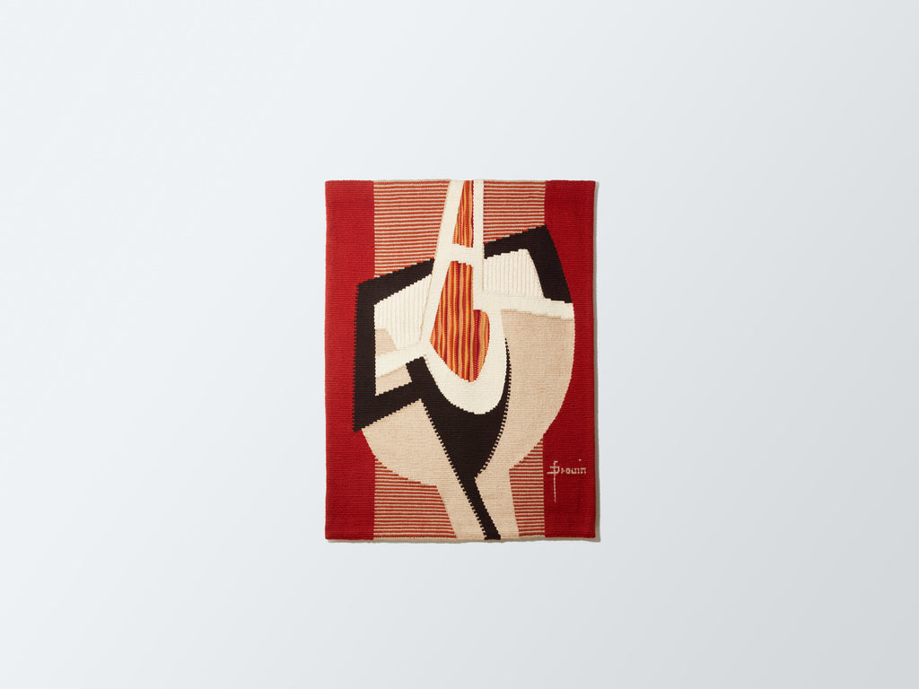 Daniel Drouin abstract red woven wool tapestry “Ombre rouge” 1970