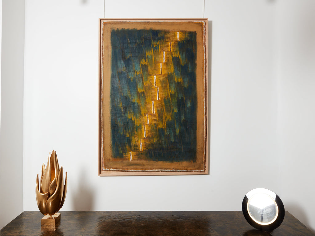 Danil Panagopoulos large oil on jute framed 1989