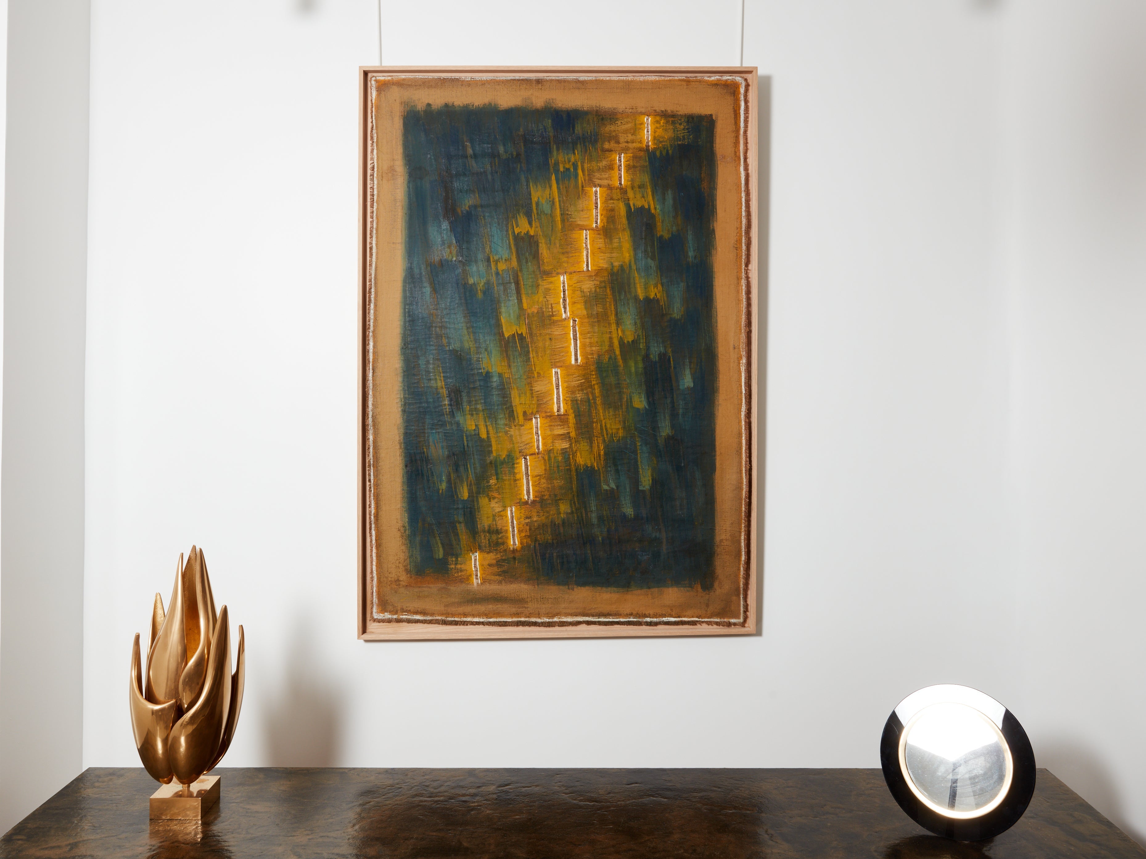 Danil Panagopoulos large oil on jute framed 1989