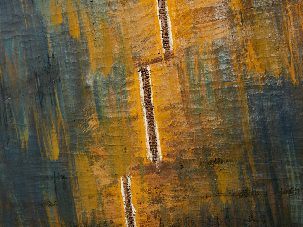 Danil Panagopoulos large oil on jute framed 1989