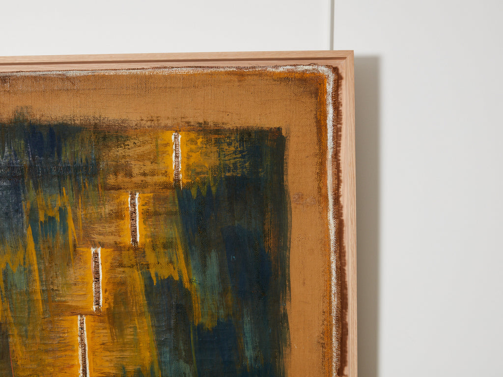 Danil Panagopoulos large oil on jute framed 1989