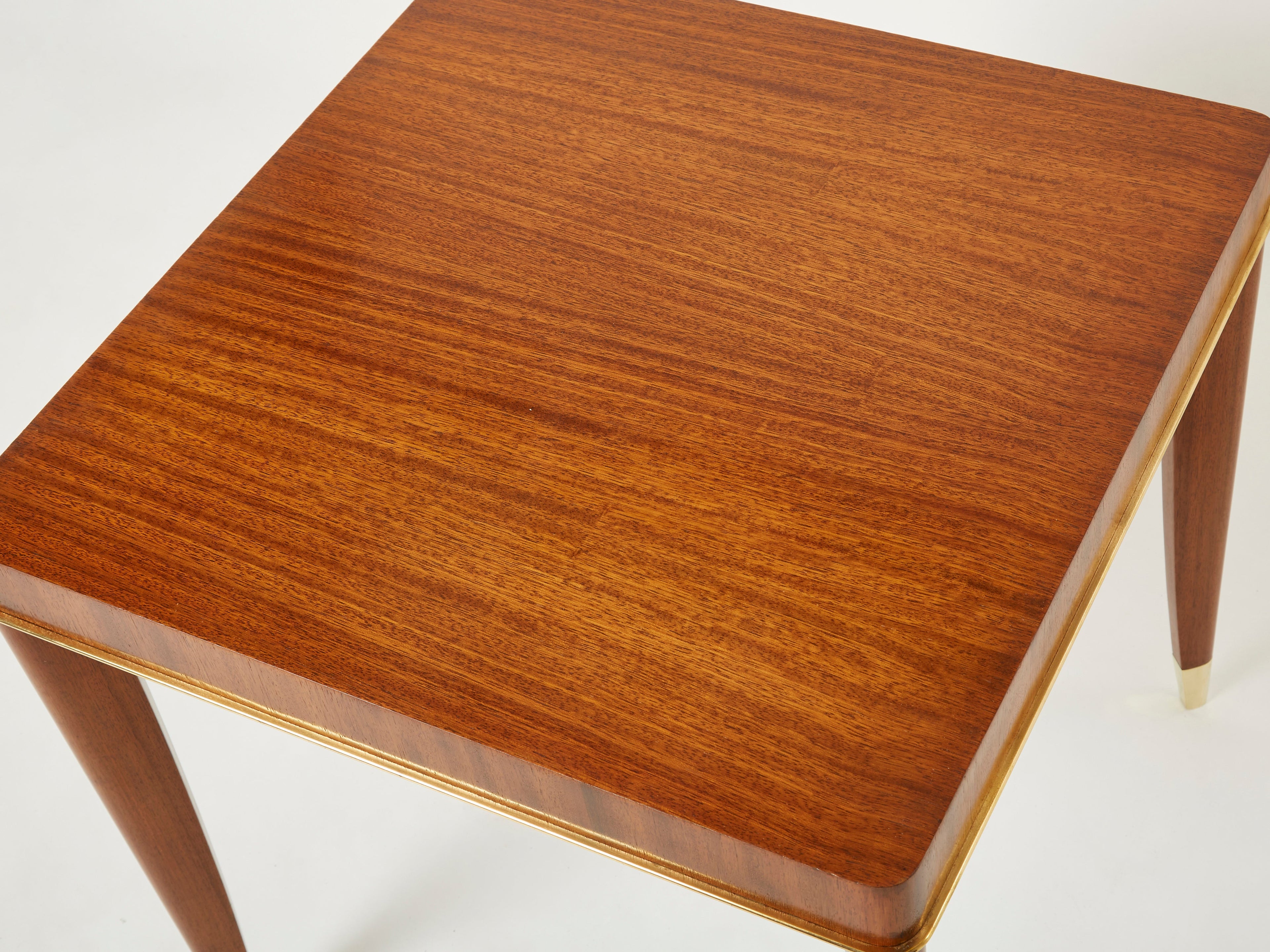 De Coene Frères Art deco mahogany brass game table 1930s