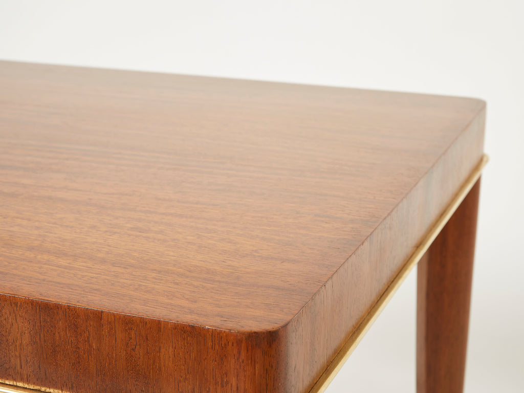 De Coene Frères Art deco mahogany brass game table 1930s
