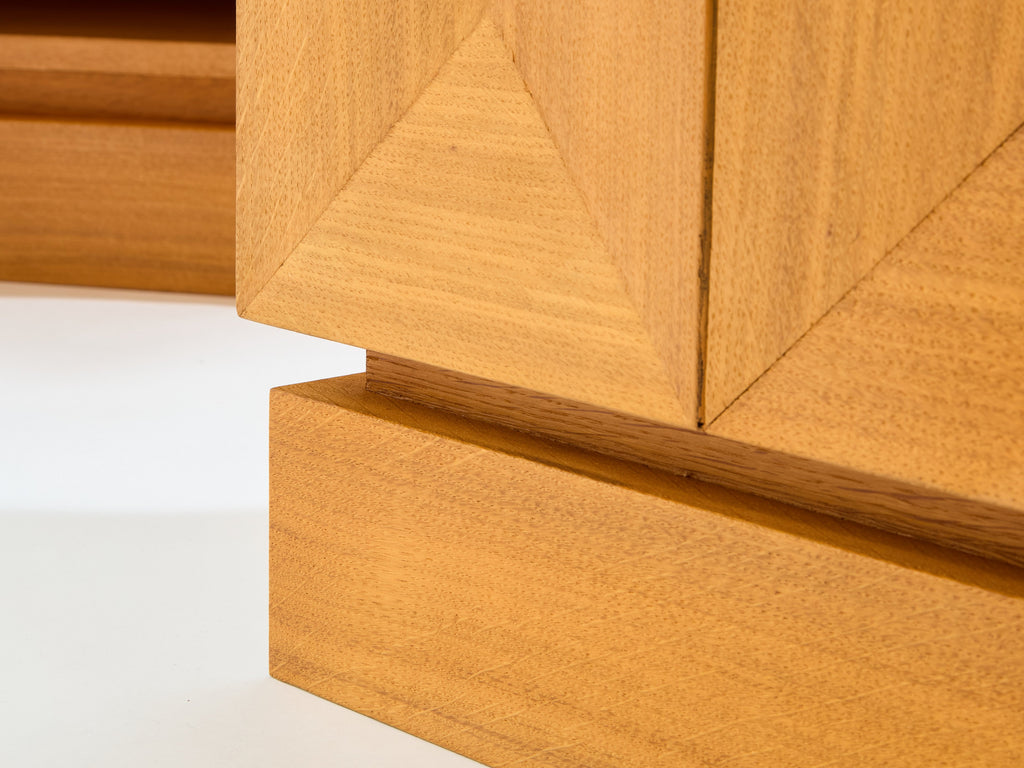 De Coene Frères brutalist oak bedside tables 1970