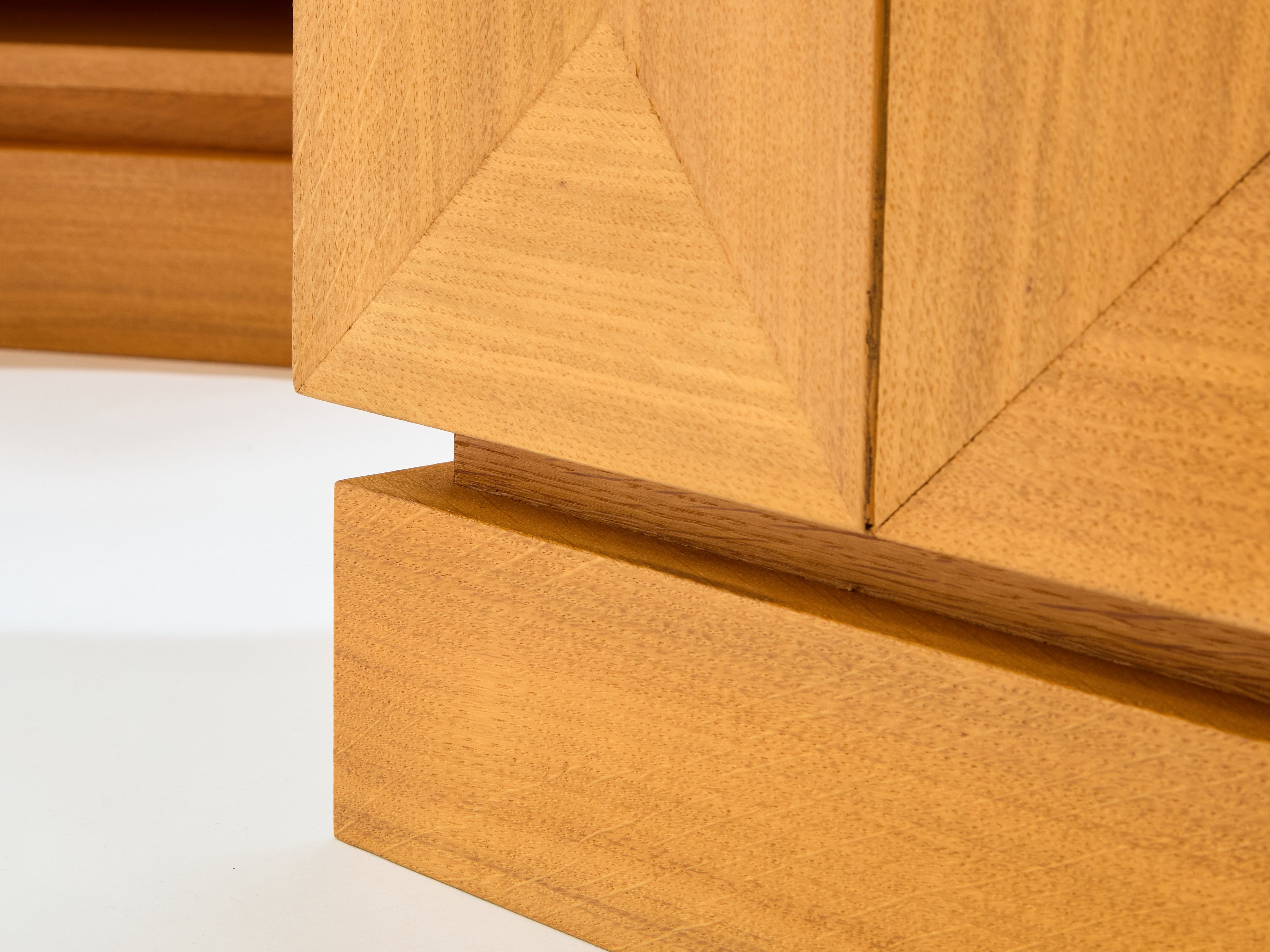 De Coene Frères brutalist oak bedside tables 1970