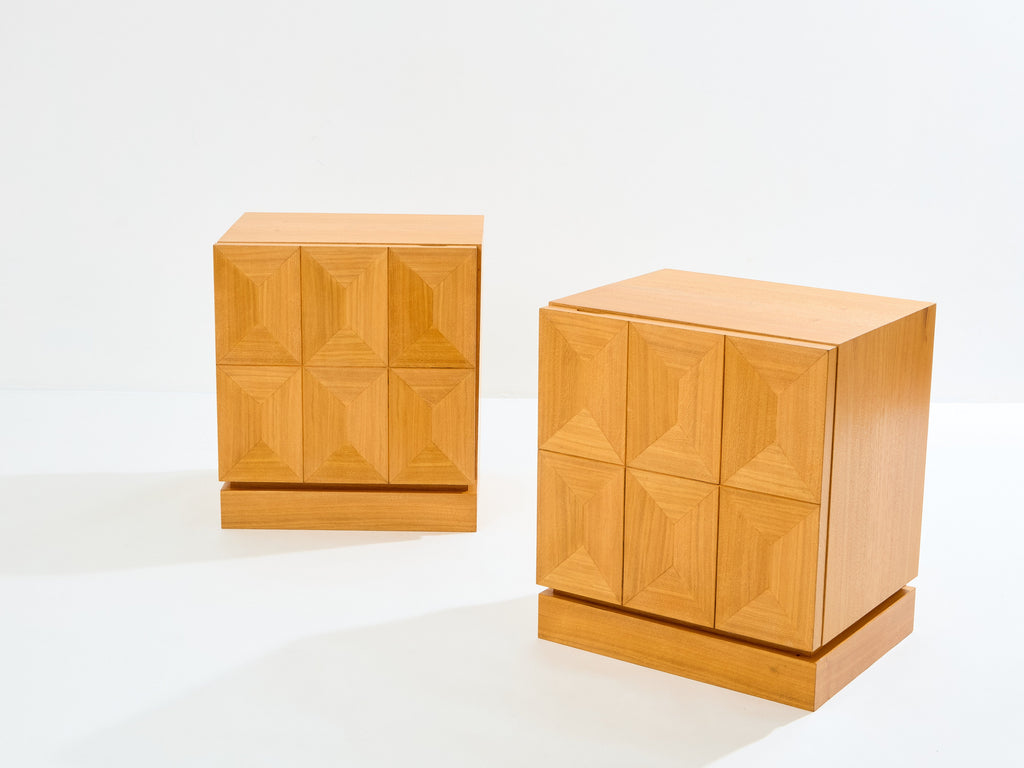 De Coene Frères brutalist oak bedside tables 1970