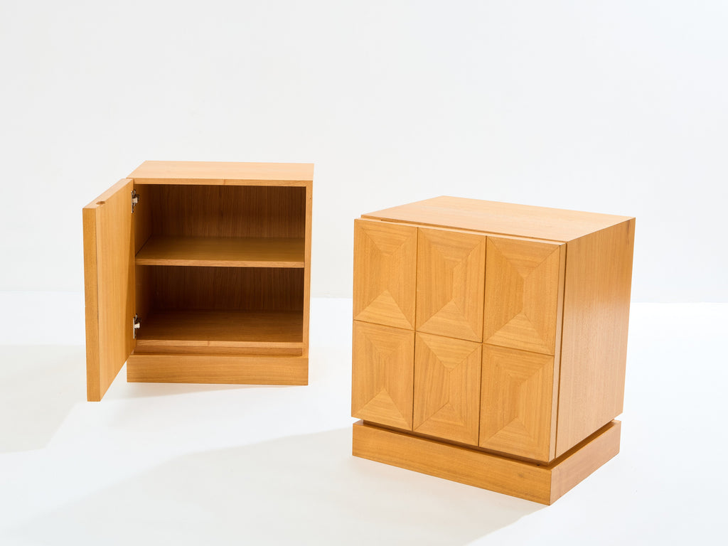 De Coene Frères brutalist oak bedside tables 1970